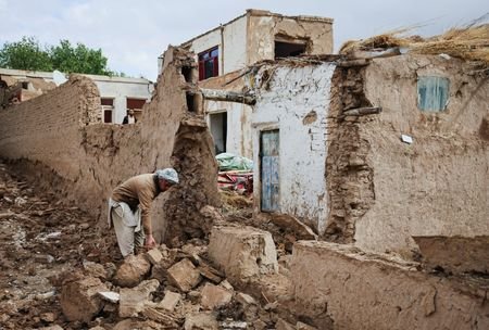 Aftermath of an earthquake, in Samangan province