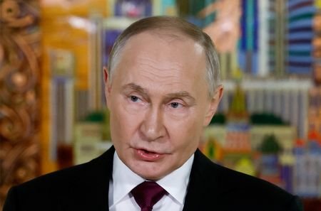 Russian President Putin meets with journalists in Moscow