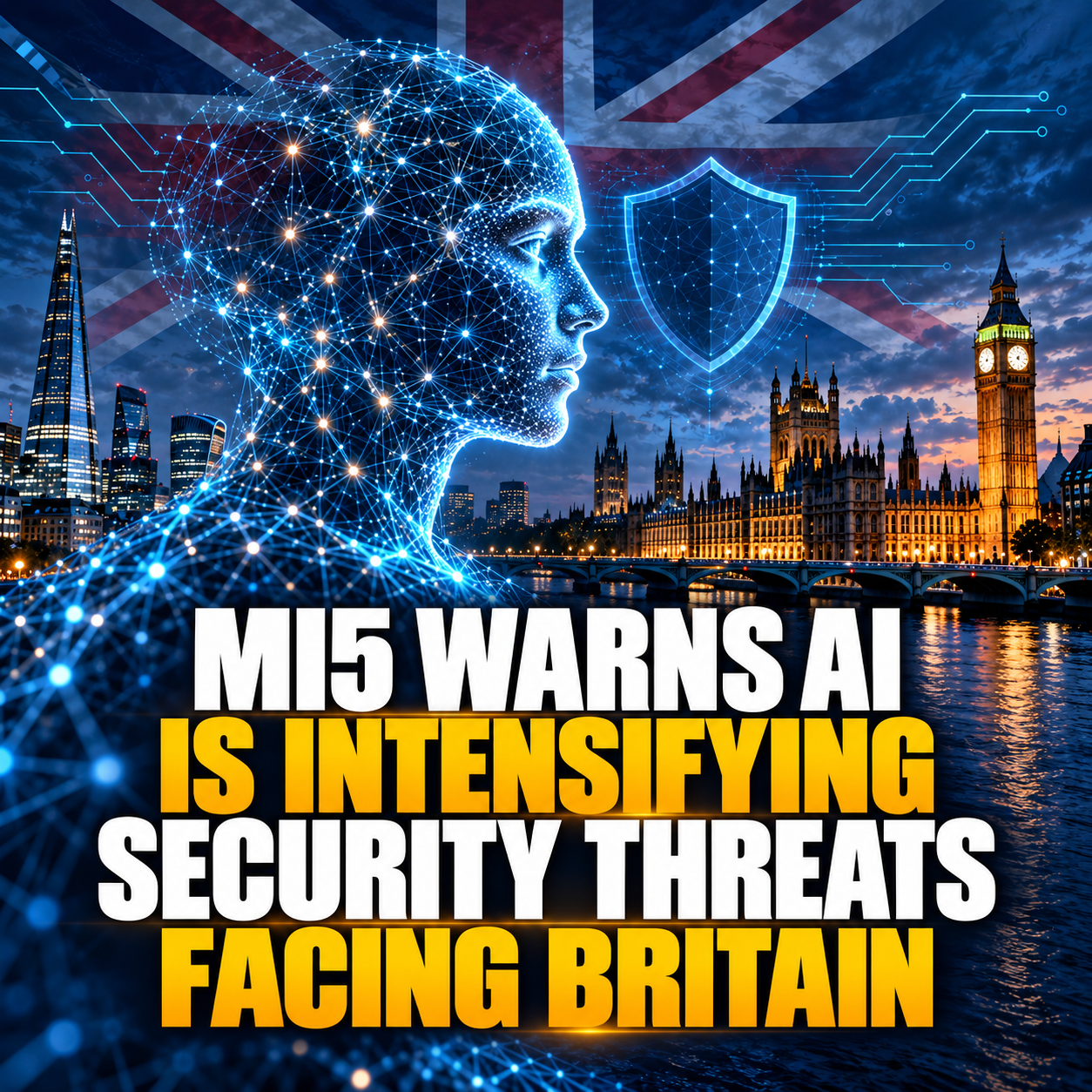 AI profile and Big Ben news graphic