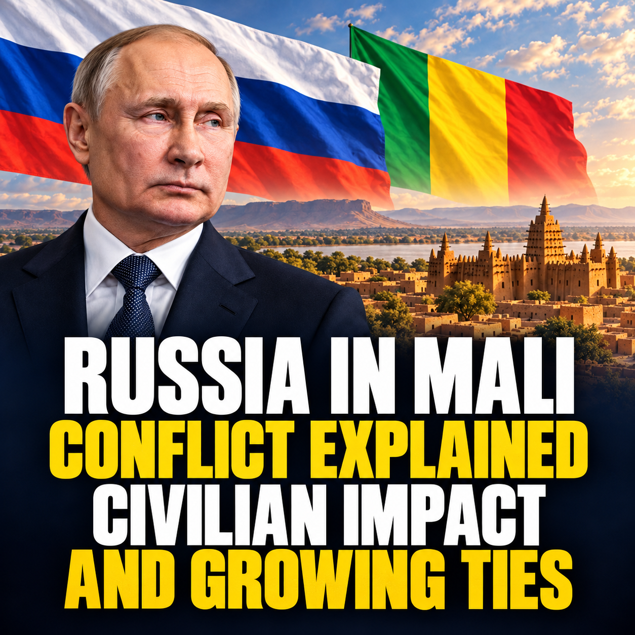 Putin Portrait and Sahel Flags