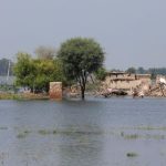 A general view of a damaged house, following rains and