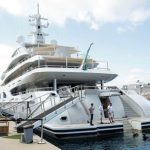 Superyacht Meridian A, formerly registered as Valerie is docked at
