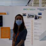FILE PHOTO: The BioNTech logo is seen at the booth
