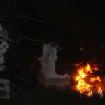 A view shows a fuel depot on fire in Belgorod
