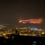 Wildfire burns Naranco mountain, near Oviedo