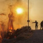 Wildfire burns near Athens