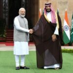 Saudi Arabia’s Crown Prince Mohammed bin Salman shakes hands with