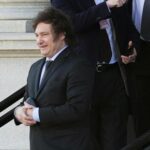 Argentine President-elect Javier Milei departs meetings at the White House