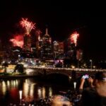 Fireworks are seen along the Yarra River during New Year’s
