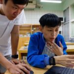 Lin Ruei, 17, and Kuo Chen-Yu, co-founders of Exptech and
