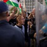 Palestinians and pro-Palestinian protesters demonstrate in central Athens