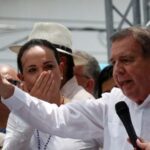 Venezuelan opposition presidential candidate Gonzalez and opposition leader Machado attend