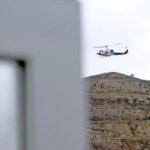 The helicopter carrying Iran’s President Ebrahim Raisi takes off, before