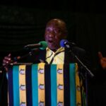 FILE PHOTO: South African President Cyril Ramaphosa speaks at an