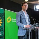 Member of the European Greens party Bas Eickhout campaigns for