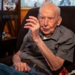 Jake Larson, a 101-year-old World War II veteran during an