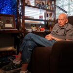 Jake Larson, a 101-year-old World War II veteran during an