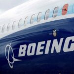 FILE PHOTO: The Boeing logo is seen on the side