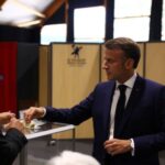 French President Macron votes during the European Parliament elections, in