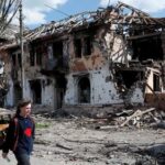 FILE PHOTO: A view shows a damaged building in Mariupol