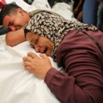 Funeral of Palestinians killed in Israeli strikes due to a