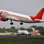 An Air India Airbus A320 aircraft takes off as an