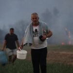 Wildifre burns in the village of Kalfas in southern Greece