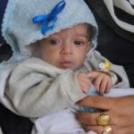Six-month-old with chest infection in Gaza shows how children starve