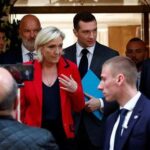 President of the French far-right RN party Bardella attends a