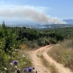 Smoke rises above the Israeli side of the Israel-Lebanon border