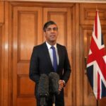 British Prime Minister Rishi Sunak issues a statement at 10