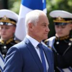 Russian Defence Minister Andrei Belousov attends a ceremony marking the