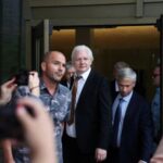 WikiLeaks founder Julian Assange following a hearing at U.S. District