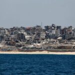 Destroyed buildings stand in Gaza