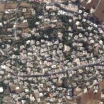 A satellite image shows part of the Lebanese village of