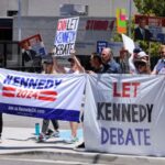 Protest against U.S. presidential candidate Kennedy Jr’s exclusion from the
