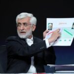 Presidential candidates Pezeshkian and Jalili ​attend an election debate in