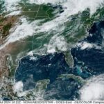 A composite satellite view shows the Gulf of Mexico region