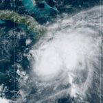 Hurricane Beryl approaches Jamaica in a composite satellite image over