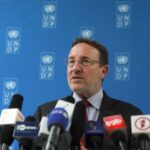UNDP Administrator Achim Steiner speaks during a news conference in
