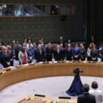 Members of the United Nations Security Council vote on a