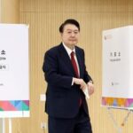 South Korean President Yoon Suk Yeol casts his early vote