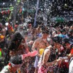 Revellers celebrate New Year Water Festival in Bangkok