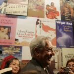 Peruvian writer Mario Vargas Llosa is surrounded during “Mario Vargas
