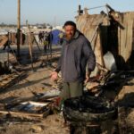 Aftermath of an Israeli strike on a tent camp sheltering