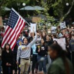 “Stand Up for Internationals” rally on the campus of Berkeley