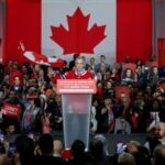 Canada’s Prime Minister Mark Carney attends a rally in Quebec