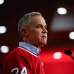 Canada’s Prime Minister Mark Carney attends a rally in Quebec