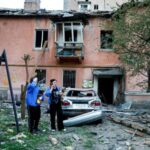 Aftermath of a Russian ballistic missile strike, in Kyiv
