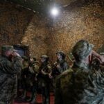 Young recruits of the Ukrainian Armed Forces attend an oath